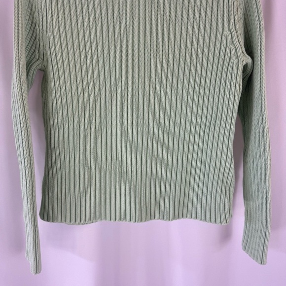 Valerie Stevens Cable Knit Turtleneck Sweater Women's S 100% Cotton mint Green - Picture 11 of 12